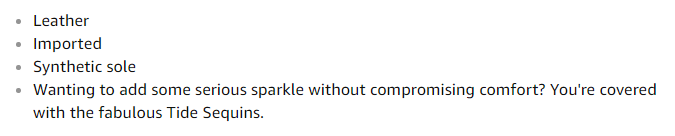 Bad bullet description of a product on Amazon