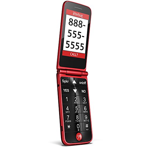 Jitterbug Flip Easy-to-Use Cell Phone for Seniors (Red) by GreatCall