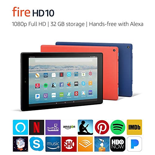 Fire HD 10 Tablet with Alexa Hands-Free, 10.1" 1080p Full HD Display, 32 GB, Marine Blue - with Special Offers