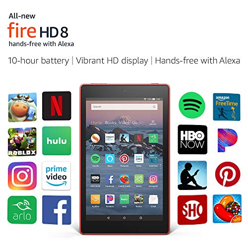 All-New Fire HD 8 Tablet | Hands-Free with Alexa | 8" HD Display, 16 GB, Punch Red - with Special Offers