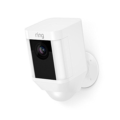 Ring Spotlight Cam Battery HD Security Camera with Built Two-Way Talk and a Siren Alarm, White, Works with Alexa