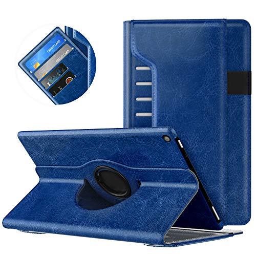 MoKo Case All Amazon Fire HD 10 Tablet (7th Generation, 2017 Release) - 360 Degree Rotating Swivel Stand Cover Auto Wake/Sleep Fire HD 10.1 Inch Tablet, Indigo