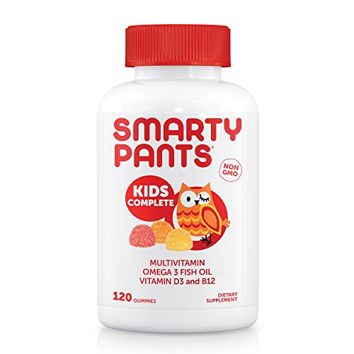 SmartyPants Kids Complete Daily Gummy Vitamins: Gluten Free, Multivitamin & Omega 3 Fish Oil (DHA/EPA Fatty Acids), Iodine Supplement, Methyl B12, Vitamin D3, Non-GMO, 120 count (30 Day Supply)
