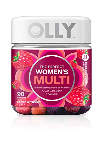 OLLY Perfect Women&#039;s Multivitamin Gummy Supplement with Biotin & Folic Acid, Blissful Berry, 90 Gummies (45 Day Supply)