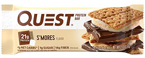 Quest Nutrition S&#039;mores Protein Bar, High Protein, Low Carb, Gluten Free, Soy Free, Keto Friendly, 12 Count