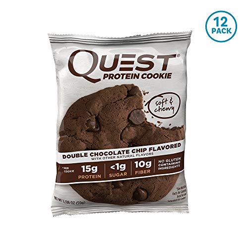 Quest Nutrition Double Chocolate Chip Protein Cookie,  High Protein, Low Carb, Gluten Free, Soy Free, 12 Count