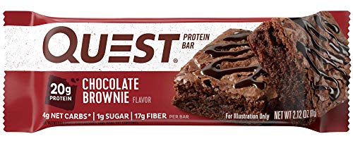 Quest Nutrition Chocolate Brownie Protein Bar, High Protein, Low Carb, Gluten Free, Soy Free, Keto Friendly, 12 Count