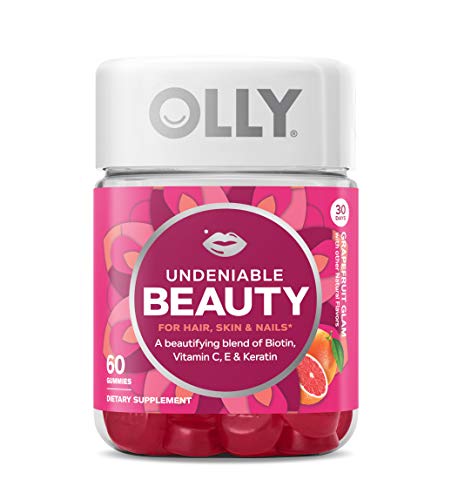 OLLY Undeniable Beauty Gummy Supplement with BIOTIN & Keratin, Grapefruit Glam, 60 Gummies (30 Day Supply) (Packaging May Vary)