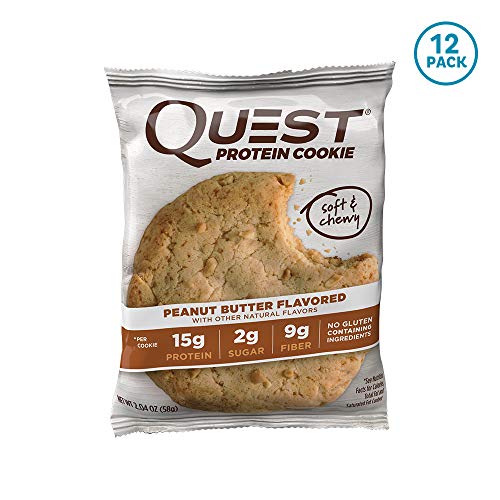 Quest Nutrition Peanut Butter Protein Cookie, High Protein, Low Carb, Gluten Free, Soy Free, 12 Count