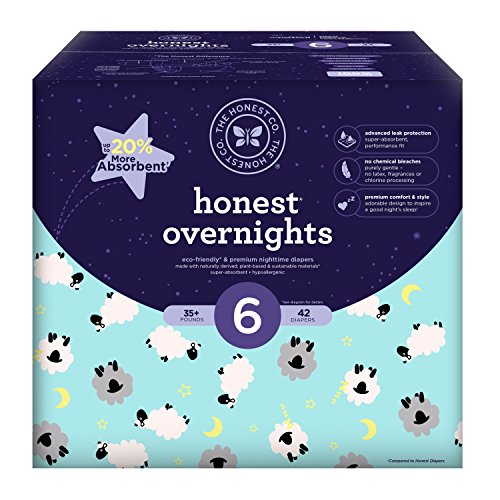 Honest Overnight Baby Diapers, Club Box, Sleepy Sheep, Size 6, 42 Count