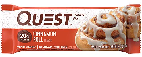 Quest Nutrition Cinnamon Roll Protein Bar, High Protein, Low Carb, Gluten Free, Soy Free, Keto Friendly, 12 Count