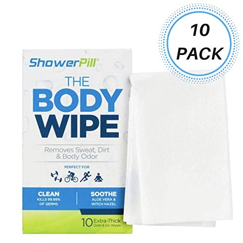 Shower Pill Body Cleaning Wipes with Special Cleansing Solution - Mens Shower Wipes - Special Cleansing Cloths - Camping Wipes for Bathing - 30 Seconds Clean with Body Gym Wipes