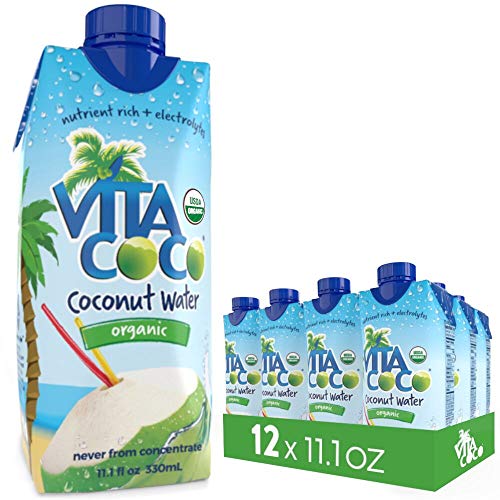 Vita Coco Organic Coconut Water, Pure - Naturally Hydrating Electrolyte Drink - Smart Alternative to Coffee, Soda, and Sports Drinks - Gluten Free - 11.1 Ounce (Pack of 12)