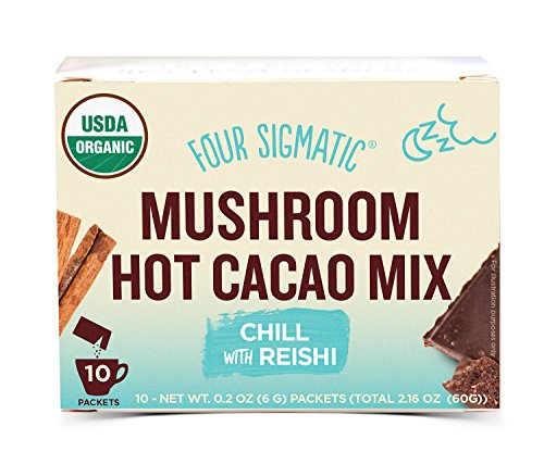 Four Sigmatic Mushroom Hot Cacao with Reishi - USDA Organic Reishi Mushroom Powder - Natural Calm, Relax, Sleep - Vegan, Paleo - 10 Count