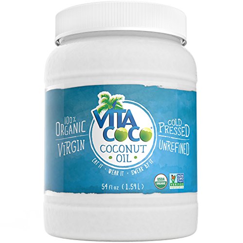Vita Coco Organic Virgin Coconut Oil, 54 Oz - Non GMO Cold Pressed Gluten Free Unrefined Oil - Used For Cooking Oil - Great for Skin Moisturizer or Hair Shampoo - BPA Free Plastic Jar