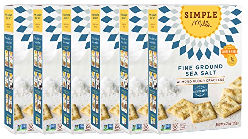Simple Mills Almond Flour Crackers, Fine Ground Sea Salt, Naturally Gluten Free, 4.25 oz, 6 count