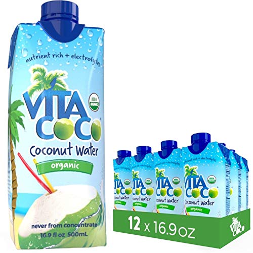 Vita Coco Organic Coconut Water, Pure - Naturally Hydrating Electrolyte Drink - Smart Alternative to Coffee, Soda, and Sports Drinks - Gluten Free - 16.9 Ounce (Pack of 12)