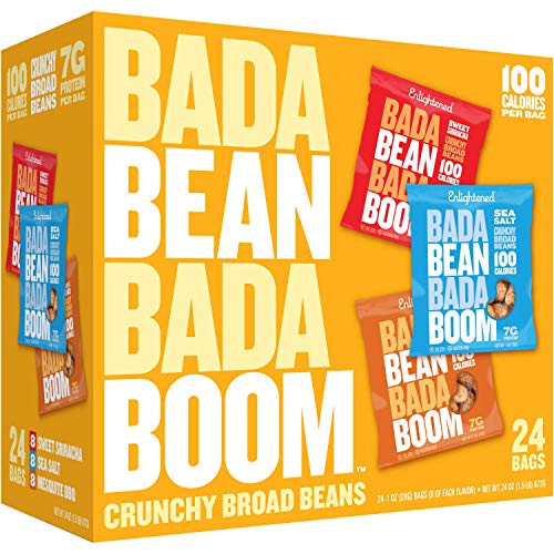Enlightened Bada Bean Bada Boom Protein Gluten Free Roasted Broad (Fava) Bean Snack, Variety Pack, 1.0 oz, 24 Count
