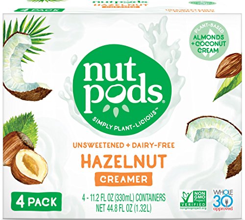 nutpods Hazelnut Dairy-Free Creamer (4-pack) Unsweetened Whole30/Paleo/Keto/Vegan