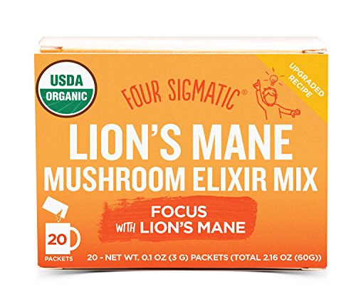 Four Sigmatic Lion&#039;s Mane Mushroom Elixir - USDA Organic Lions Mane Mushroom Powder - Memory, Focus, Creativity - Vegan, Paleo - 20 Count