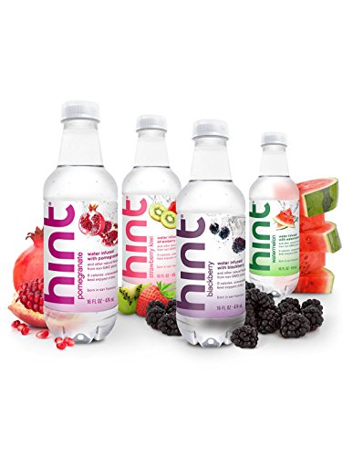 Hint Fruit Infused Water Variety Pack, (Pack of 12) 16 Ounce Bottles, 3 Bottles Each of: Pomegranate, Strawberry-Kiwi, Watermelon, Blackberry, Unsweet Water with Zero Diet Sweeteners