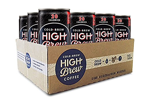 High Brew Cold Brew Coffee - Black & Bold 8 Ounce (12 Count) Grab & Go Pre-Made Cold Brew Direct Trade Coffee Low-Acidity Caffeine Drink