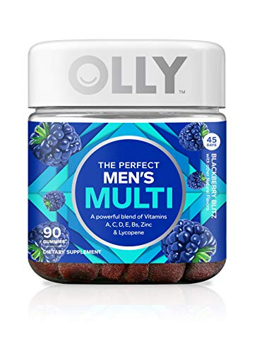 OLLY Perfect Men&#039;s Multivitamin Gummy Supplement, with Lycopene & Zinc; Blackberry Blitz; 90 count (45 Day Supply)