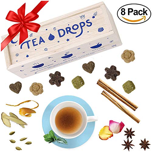 Tea Drops Instant Organic Pressed Teas - Medium Herbal Tea Sampler Assortment Box - Dissolves in your Cup Eliminating the Need for Teabags and Sweetener Packets - Loose Leaf Tea without the Fuss - Gre