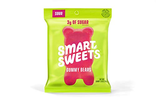 SmartSweets Gummy Bears Sour 1.8 oz bags (box of 12), Candy with Low-Sugar (3g) and Low-Calories (90)- Free of Sugar Alcohols and No Artificial Sweeteners, Sweetened with Stevia