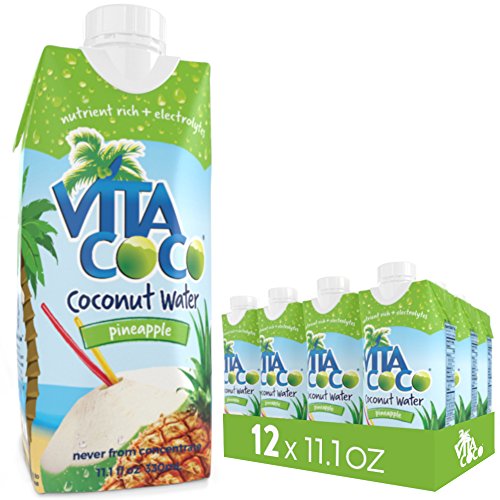 Vita Coco Coconut Water, Pineapple - Naturally Hydrating Electrolyte Drink - Smart Alternative to Coffee, Soda, and Sports Drinks - Gluten Free - 11.1 Ounce (Pack of 12)