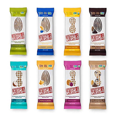 Perfect Bar Original Refrigerated Protein Bar, Variety Pack Peanut Butter & Almond Butter, 12-17g Whole Food Protein, Gluten Free and Non-GMO, 2.5 Oz. Bar (Pack of 8)