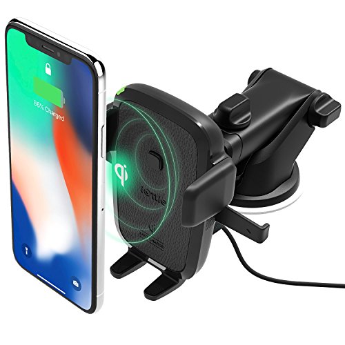 iOttie Easy One Touch Qi Wireless Fast Charge Car Mount for Samsung Galaxy S9 S9 Plus S8 S7/S7 Edge Note 8 5 & Standard Charge for iPhone X 8/8 Plus & Qi Enabled Devices Includes Dual Car Charger