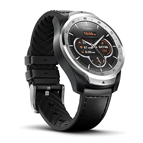 TicWatch Pro Bluetooth Smart Watch, Layered Display, NFC Payments, Google Assistant, Wear OS by Google (Formerly Android Wear), Compatible with iPhone and Android (Silver)