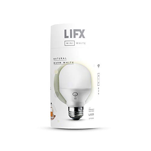 LIFX Mini White (A19) Wi-Fi Smart LED Light Bulb, Dimmable, Warm White, No Hub Required, Works with Alexa, Apple HomeKit and the Google Assistant