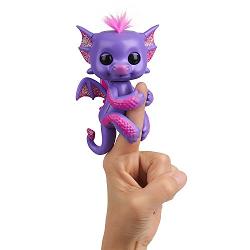 Fingerlings - Glitter Dragon - Kaylin (Purple with Pink) - Interactive Baby Collectible Pet - By WowWee
