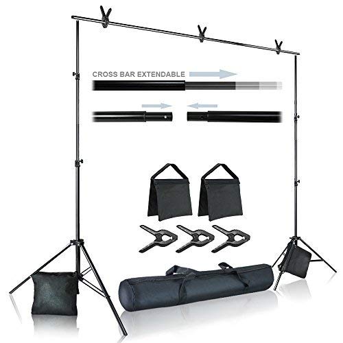 Julius Studio Photo Video Studio 10 ft. Wide Cross Bar 7.4 ft. Tall Background Stand Backdrop Support System Kit with Carry Bag, Photography Studio, JSAG283