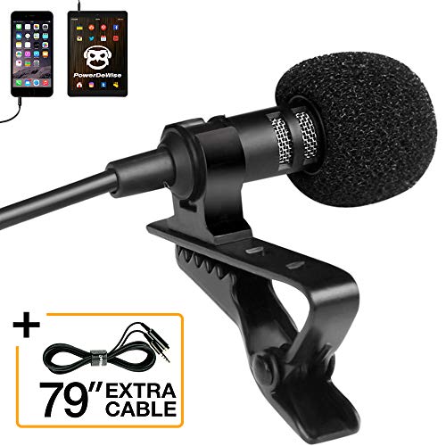 Professional Grade Lavalier Lapel Microphone ­ Omnidirectional Mic with Easy Clip On System ­ Perfect for Recording Youtube / Interview / Video Conference / Podcast / Voice Dictation / iPhone/ASMR