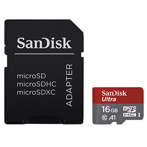 SanDisk 16GB Ultra microSDXC UHS-I Memory Card with Adapter - 98MB/s, C10, U1, Full HD, A1, Micro SD Card - SDSQUAR-016G-GN6MA
