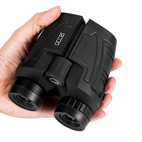 Occer 12x25 Compact Binoculars with Low Light Night Vision, Large Eyepiece High Power Waterproof Binocular Easy Focus for Outdoor Hunting, bird watching, Traveling, Sightseeing Fit For adults and kids