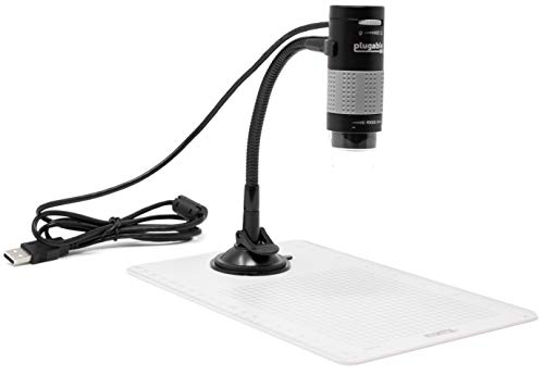 Plugable USB 2.0 Digital Microscope with Flexible Arm Observation Stand for Windows, Mac, Linux (2 MP, 250x Magnification)