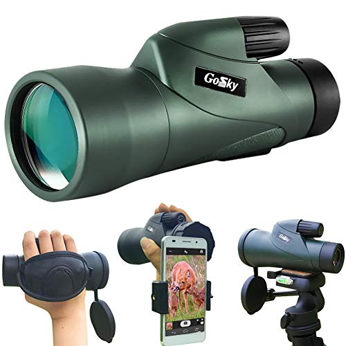 Gosky 12x55 High Definition Monocular Telescope and Quick Smartphone Holder - 2018 New Waterproof Monocular -BAK4 Prism for Wildlife Bird Watching Hunting Camping Travelling Wildlife Secenery