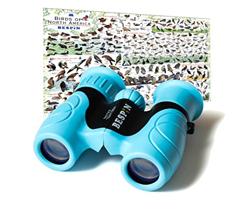 BESPIN Binoculars for Kids 8x21 Bird Watching, High-Resolution Real Optics for Wildlife Watching with Reversible Bird Map - BL -