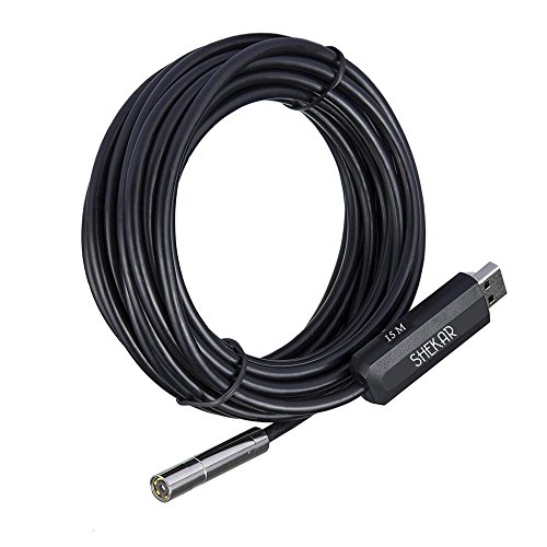 50ft Cable HD 2MP USB Endoscope Borescope Snake Camera Waterproof Inspection Camera with 6pcs Density Adjustable LEDs