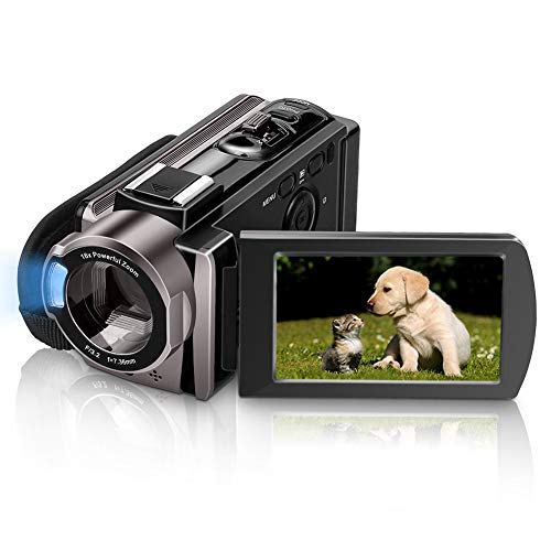 Video Camera Camcorder MELCAM HD 1080P 24.0MP, 3.0 inch LCD 270 Degrees Rotatable Screen, Smile Capture (auto Capture), Small YouTube Vlogging Camera, 16X Digital Zoom Camera Recorder and 2 Batteries