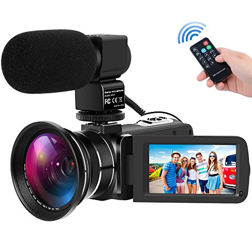 Digital Camcorders Full HD 1080P 30FPS 24MP Video Camera 16X Digital Zoom IR Night Vision Digital Camcorder with External Microphone and Wide Angle Lens