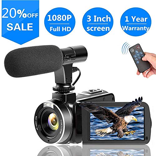 Video Camera Vlogging Camera with MicrophoneFull HD 1080p 30fps 24.0MP Video Camcorder for YouTube Support Remote Controller