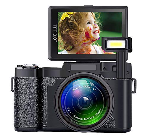 SEREE Digital Camera Camcorder Full HD 1080P 24 Megapixels Vlogging Camera 4X Digital Zoom Retractable Flash Light 3 inch Screen