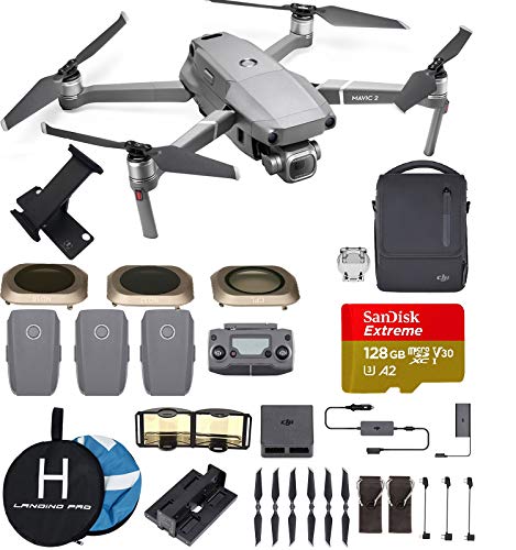 DJI Mavic 2 Pro (20 MP Hasselblad Camera) with Fly More Kit and with Most Wished for Accessories (3 Batteries, ND filters, iPad Mount, Extreme microSD Card and More)