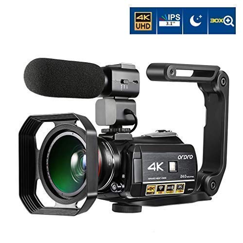 Ordro AC3 4K Camcorder 3.1 IPS Ultra HD WiFi Video Camera (Black)