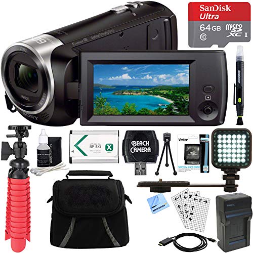 Beach Camera Sony HDR-CX405/B Full HD 60p Camcorder + 64GB Ultra MicroSDXC UHS-I Memory Card + NP-BX1 Battery Pack + Accessory Bundle
